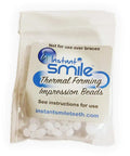 Replacement Thermal Adhesive Beads For Fake Teeth, Waterproof White Beads, 8 Pack Set in package with label instructions