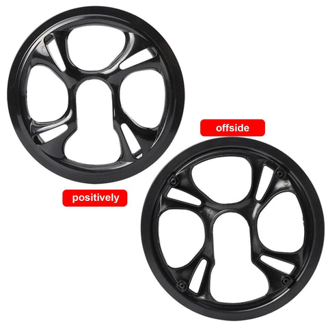 Rugged Bike Chain Guard Protector with 4 holes, dual angles displayed, for Mountain Road and City Bikes with 48 teeth sprocket compatibility.