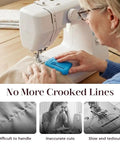 Magnetic Seam Guide For Sewing Machine 3 In 1 With Built In Scale And Seam Ripper demonstrated on sewing machine