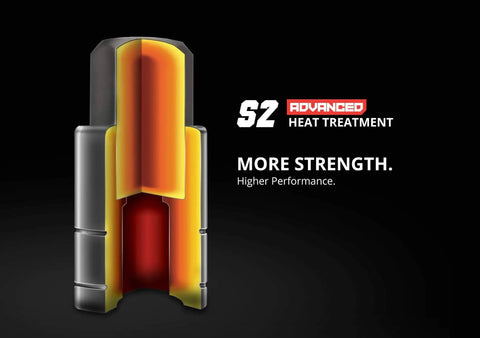 Cross-section of S2 steel bit from XZN Triple Square Socket Set 10 Piece Metric Heavy Duty, highlighting heat treatment.