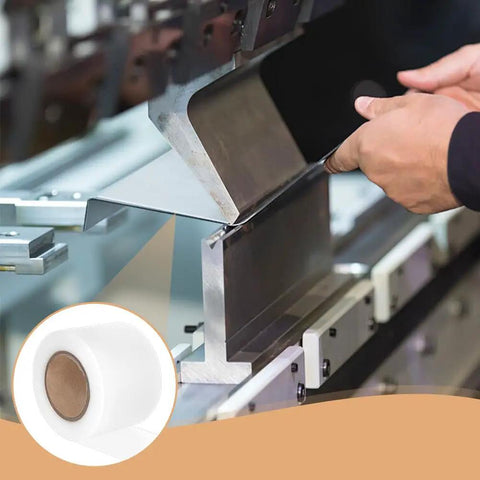 Heavy Duty Press Brake Urethane Film For Die Protection And Guarding, 30m Long By 3.94in Wide, 0.3mm Thick in use on metal bending machine