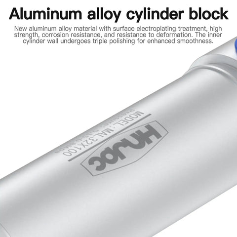 Aluminum body of Slick Compact 40mm Bore Pneumatic Cylinder With 75mm Stroke, showcasing material texture and branding.