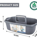 Gray Must Have Cleaning Caddy Organizer with Handy Handle, BPA-free heavy duty plastic, 16.5x9.8x6.7 inches, portable shower basket.