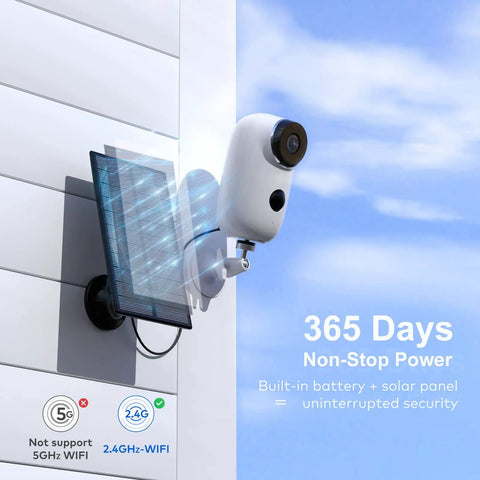 Solar Powered Wireless Outdoor Security Camera With 365 Day Power PIR Motion Detection Alarm Alerts SD Card Slot Two Way Audio