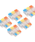 3 In 6 Out Quick Wiring Splice Cable Connector 41A 450V with red copper contacts, clear PA fire retardant housing, five units displayed