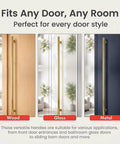 Long Stainless Steel Push Pull Door Handle For Home And Office Two Sided Access Glass Shower Barn And Storefront Doors 60 Inch Brass Gold Round Elite Model Modern Contemporary on wood, glass and metal doors