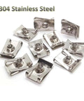 304 stainless steel Heavy Duty Stainless Steel U Type Clips Nut Kit Assortment For M4 M5 M6 M8 Screws on white background