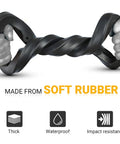 Close-up of thick soft rubber twisting tool designed for waterproof and impact resistance uses in various applications.