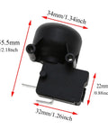 Anti Tilt Dump Switch For Patio Heaters, 125V To 250V AC, 16A Flip Switch Replacement, two terminals, ABS body, dimensions shown.