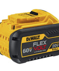 20/60V Max Flex Battery 9Ah Heavy Duty Lithium Battery For Power Tools shown in side view, black and yellow design