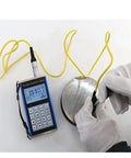Grab And Go Digital Leeb Hardness Tester For Steel And Alloys With Knockout Accuracy Up To 960Hld measuring steel sample with digital readout.