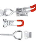 Heavy-Duty Toggle Latch Set For Cabinets And Doors, 10-Piece Adjustable Woodworking Hardware with red grip details