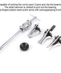 Pro Level Carbon Steel Gear Bearing Puller Kit With Real 1 2 KG Slide Hammer And Solid 3 Jaw Internal External Removal Tool Built For Mechanics Doing Serious Garage Repairs And Engine Tune Ups Everyday, 3-jaw puller set