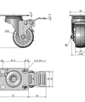 Built Tough Two Inch Swivel Caster Wheels Featuring Silent Low Profile Design For Heavy Duty Mobile Workbenches And Professional Instrument Carts With Dual Sealed Bearings dimensions diagram