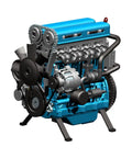 Engine Model Kit For Adults With Over 300 CNC Machined Metal Parts And Integrated Electronic Modules Anodized Aluminum Realistic Car Engine STEM Educational Build Kit For Hands On Mechanical Engineering, blue 1:8 scale