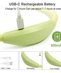 LED Neck Book Light With USB C Rechargeable Battery Hands Free Reading Light For Bedtime Reading Knitting Walking Or Jogging Four Super Bright LEDs With Three Adjustable Brightness Levels 800 mAh Battery Green