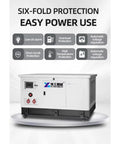Heavy Duty Portable Generator For Home Backup And Job Sites Quiet Beast Mode Industrial Grade Power That Keeps Homes Running And Pros On Schedule For Daily Use Ready To Roll, white metal enclosure on wheels