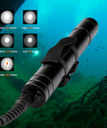 Underwater view of Killer 3000 Lumens Canister Dive Light Kit For Technical Scuba Diving With Adjustable Goodman Handle and mode options.
