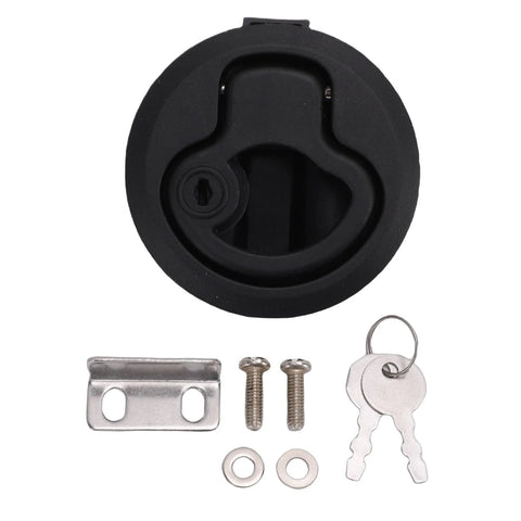 UPALDHOU round black flush-mount RV boat hatch latch with 2 keys and mounting hardware