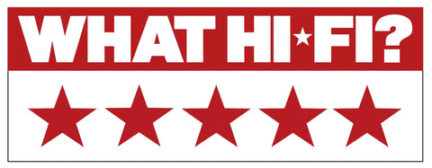 Five-star rating logo from What Hi-Fi?