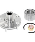 Front Wheel Hub Kit With Bearing, Studs, Snap Ring And Axle Nut Forged Flange Precision Fit For Non Integral Wheel Hubs, 1 Pack Silver