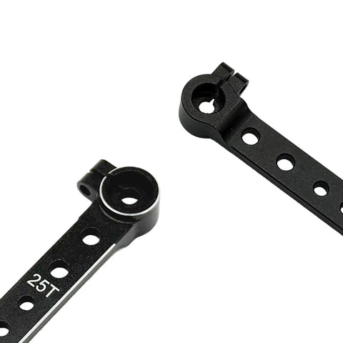 Two Pack 7075 Aluminum 25T Servo Arm Horns Long Steering Servo Arms For RC Cars Planes And Helicopters Black Premium Aluminum