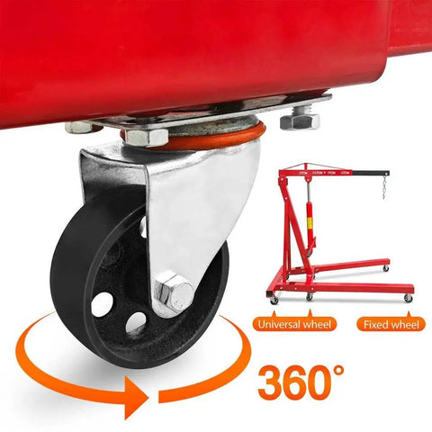 Heavy Hitter Two Ton Folding Hydraulic Engine Hoist Cherry Picker Shop Crane smooth rolling caster wheel with 360° rotation