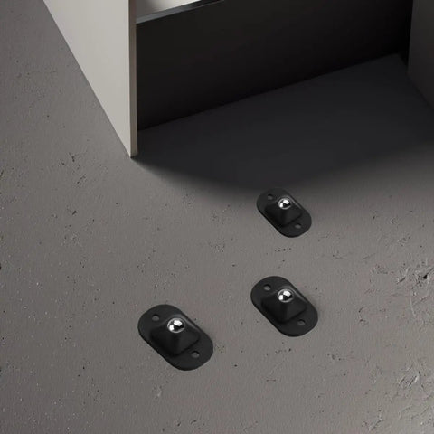 12 Pack Super Smooth Self Adhesive Swivel Caster Wheels 360 Degree Rotating Appliance Rollers mounted on a gray floor.