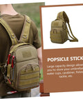 Person wearing Camouflage Oxford Cloth Outdoor Fishing Backpack With Large Capacity Tactical Hiking Daypack For Men Women And Boys