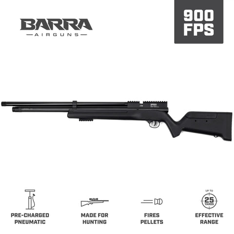 Hard Hitting.25 Caliber PCP Air Rifle With Side Lever Action Delivers 900 FPS, Black Finish, side view