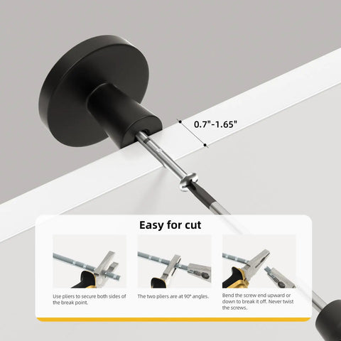 25 Pack Matte Black Cabinet Knobs Set For Kitchen Cabinets And Dressers, shown with adjustable screw length features