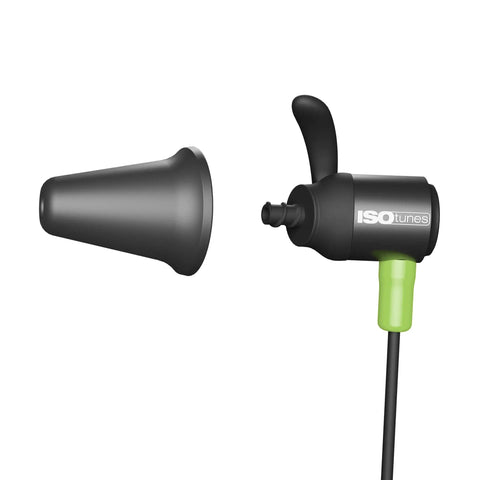 All Day Wireless Hearing Protection Earbuds With 26 dB NRR, Passive Noise Isolation, Bluetooth 5.0, side view with foam tip