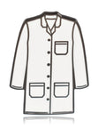 Lab Coat Enamel Pin In Black With White Accent, Corrosion Resistant Steel Backing, Double Rubber Clutch, Hard Enamel Finish