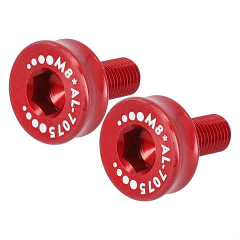 Lightweight Aluminum Alloy Bicycle Crank Arm Bolts M8 Thread Two Pack Water Resistant For Square Taper Bottom Bracket Red