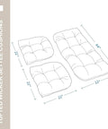 Diagram of Outdoor Wicker Chair Cushions 3 Piece Set For Patio Furniture Includes One Loveseat Cushion 44x22x4 And Two U Shaped Cushions 22x22x4 Indoor Outdoor Use Fade Resistant And Waterproof Taupe