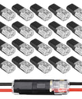 Fast Locking Double Wire Plug In Connector With Locking Buckle For No Tool Splices, 20-pack for 18-22 AWG wiring
