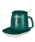 Skip The Lukewarm Sip With This Smart Electric Coffee Mug Warmer Set crafted in green ceramic with a matching warming base.
