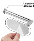 Hand peeling adhesive backing from self adhesive toilet paper holder chrome finish stainless steel SUS 304 no drilling bathroom mount.