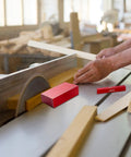 Hands using Pro Grade Setup Blocks Height Gauge Set With 15 Solid Aluminum Router Table Fence Bars for woodworking on table saw