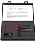 30 Piece M2.5x0.45 Stainless Steel Thread Repair Kit with Spiral Drill Screw Tap Wrench in open black case showing tools.