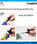 N3 Series 2.3mm Desoldering Nozzle For FM-2024 Desoldering Tool With Built In Heater shown with easy nozzle change