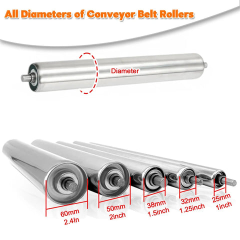 Set Of 5 Heavy Duty Conveyor Rollers For Industrial Gravity Systems Stainless Steel Replacement Rollers Dia 50mm 2 Inch