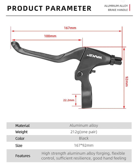 Universal Aluminum Bicycle Brake Levers 4 Finger and 2.5 Finger Length, Lightweight for MTB BMX Kids and Folding Bikes, Fits 2.2cm Handlebars