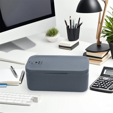 Code Lock Box For Meds And More, Small Portable Safe on desk, BPA Free Plastic, Kid And Pet Safe, Includes Cable Tie