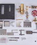 Components of Hands On Steam Engine Model Kit With Boiler For DIY Projects, Metal Beam Engine Build For Tinkerers, 84 Piece Set