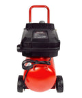 Badass 10 Gallon Oil Free Air Compressor Ultra Quiet 175 PSI Max Portable Shop Pump with heavy duty wheels, front view.