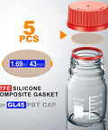 Next Level Vapor Block PTFE Faced Silicone Septa For GL45 Screw Caps 43MM Lab Liners Pack Of Five with 43mm gasket