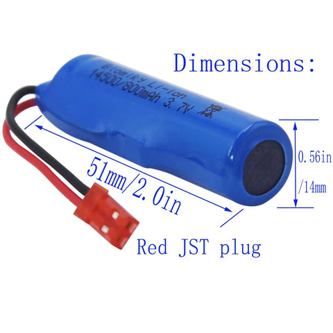 3.7V 800mAh Li Ion Rechargeable Battery With JST Plug And USB Cable For Huina 1337 1338 RC Construction Trucks, 51mm Length