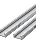 Rock Solid 48 Inch Aluminum Miter T Track Rail For Router Tables And Table Saws Locks Down Components With Zero Slop Ideal For Featherboards Hold Downs And Pro Woodworking Jigs Two Pack side view of two aluminum miter tracks