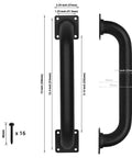 Heavy Duty 12 Inch Square Matte Black Staircase Handrails In A Two Pack Feature Solid Steel Construction for indoor and outdoor use.